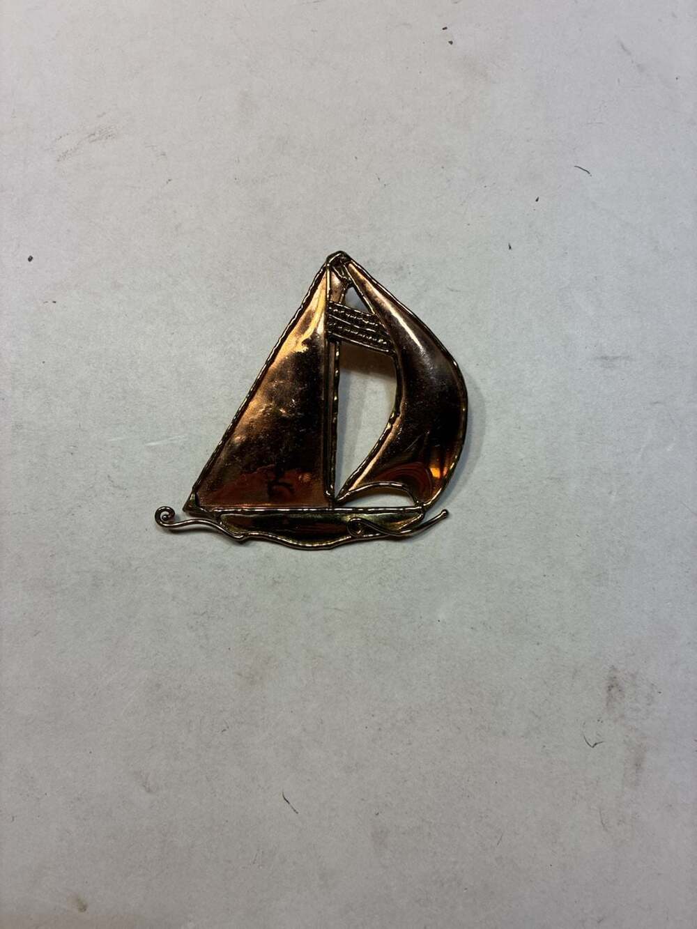 Vintage Mixed Metals Sailboat Brooch Pin Nautical